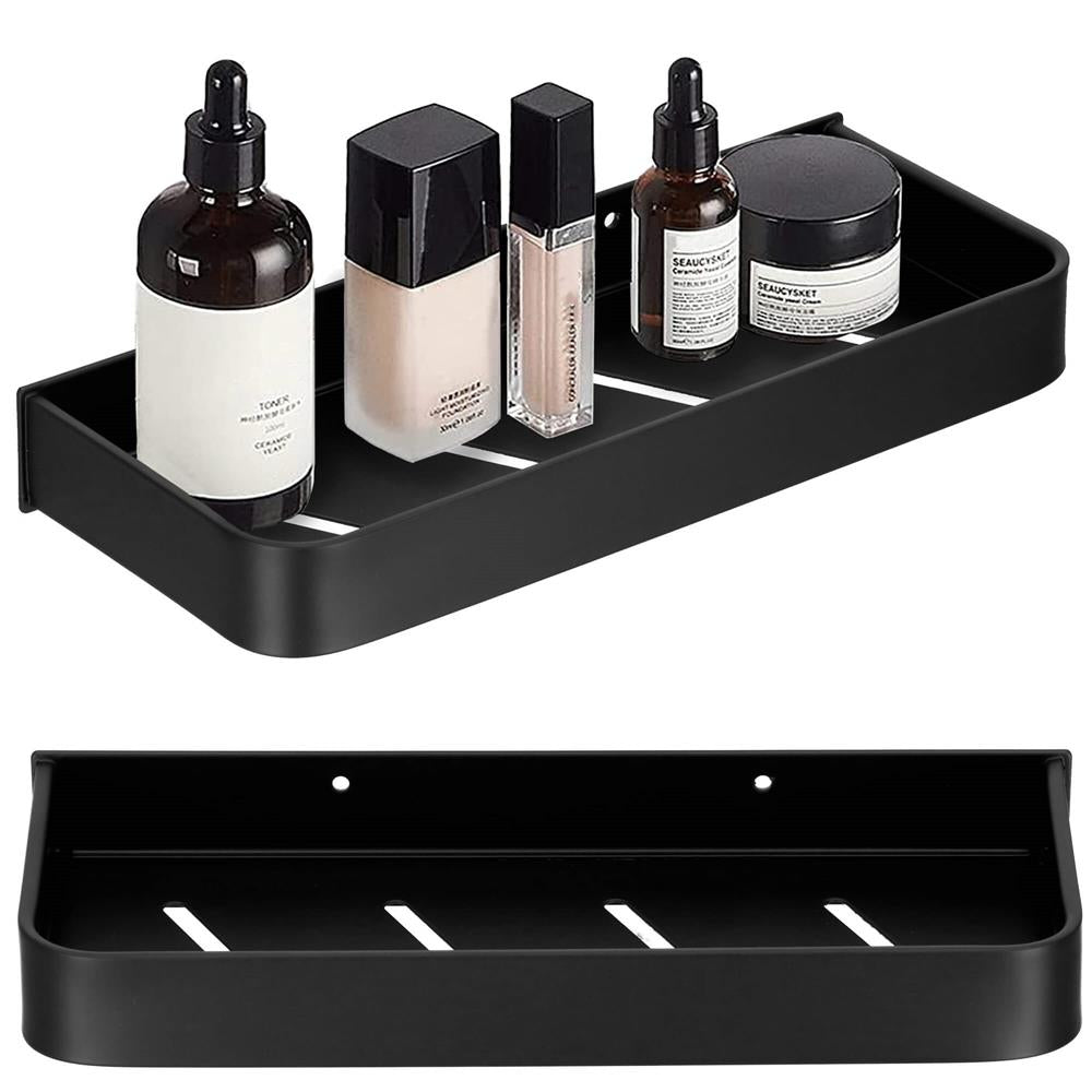 Raft de baie cu 2 sisteme instalare pe perete, aluminiu, 30x12x4cm, negru