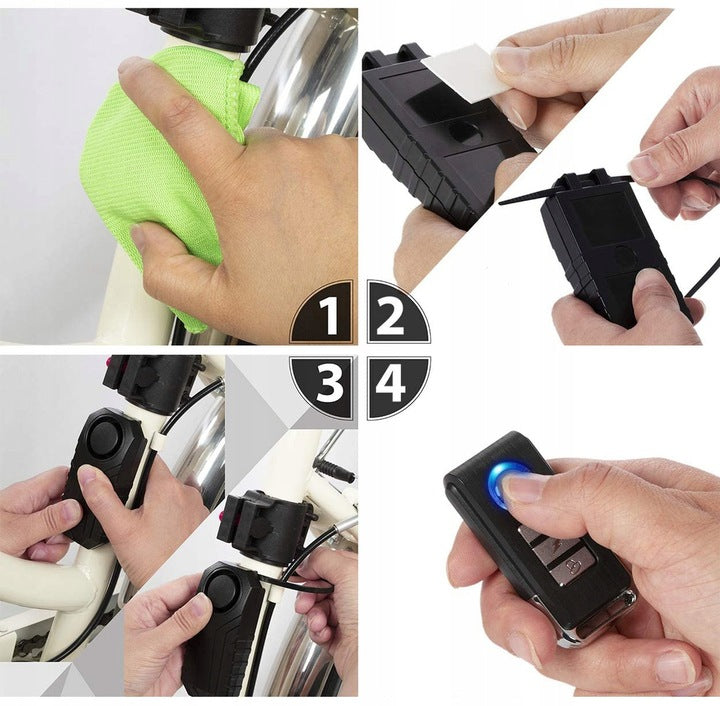 Alarma anti furt pentru biciclete si motociclete, senzor de vibratii, impermeabila, cu telecomanda, 113 db - 19