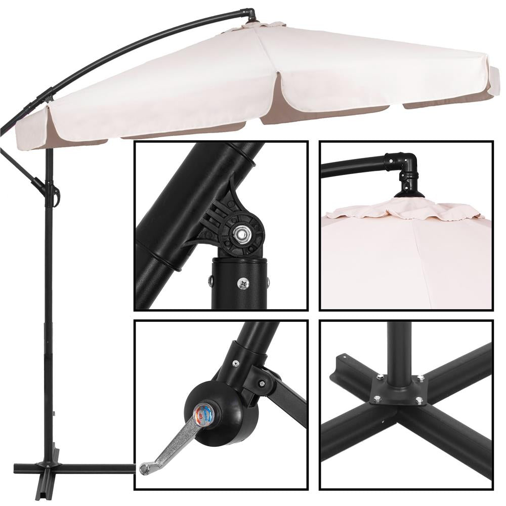 Umbrela de gradina cu brat lateral banana, cu husa, 300cm, bej