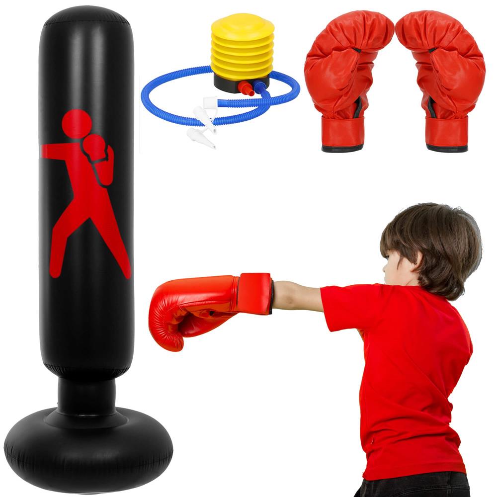 Sac de box gonflabil pentru copii, Inaltime 160 cm, PVC, Negru