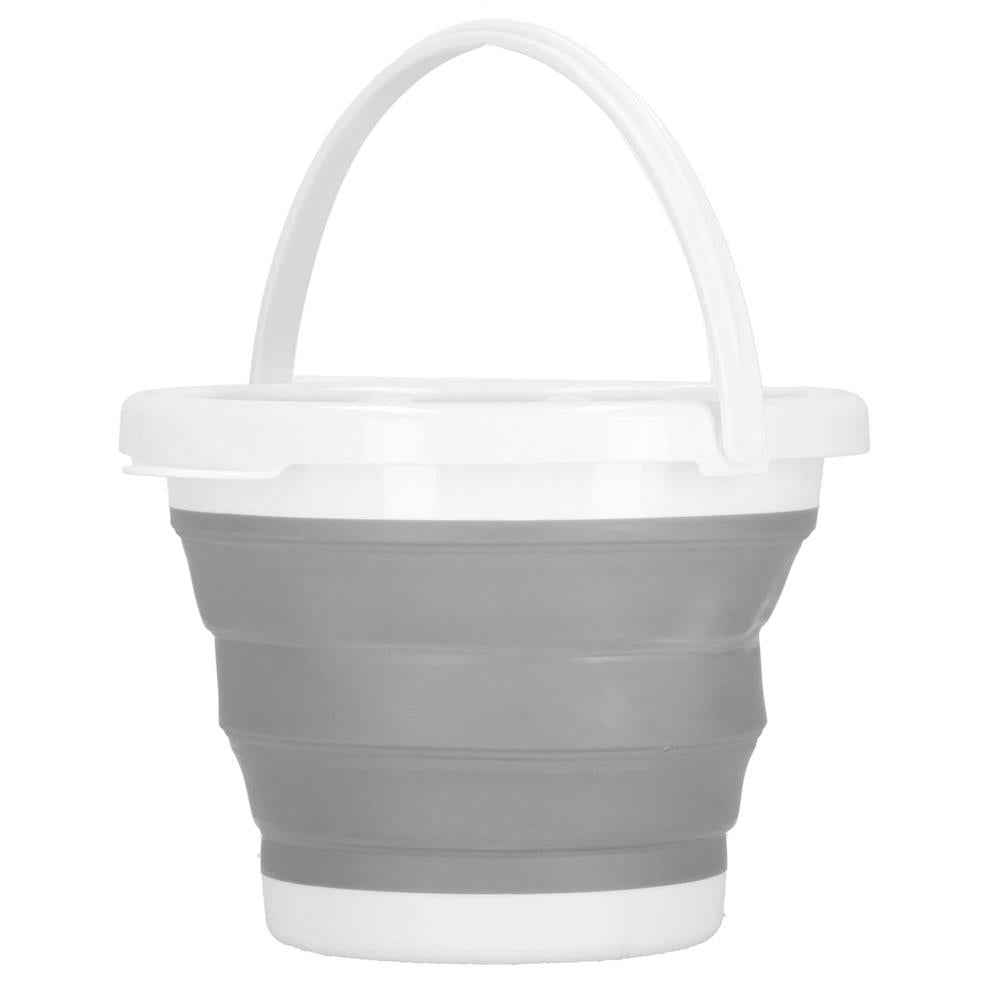 Lighean pliabil, rotund, din plastic si silicon, 25x19cm, 5litri, gri