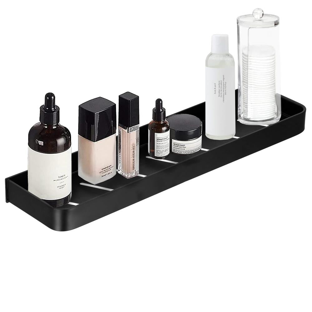 Raft de baie cu 2 sisteme instalare pe perete, aluminiu, 50x12x4cm, negru