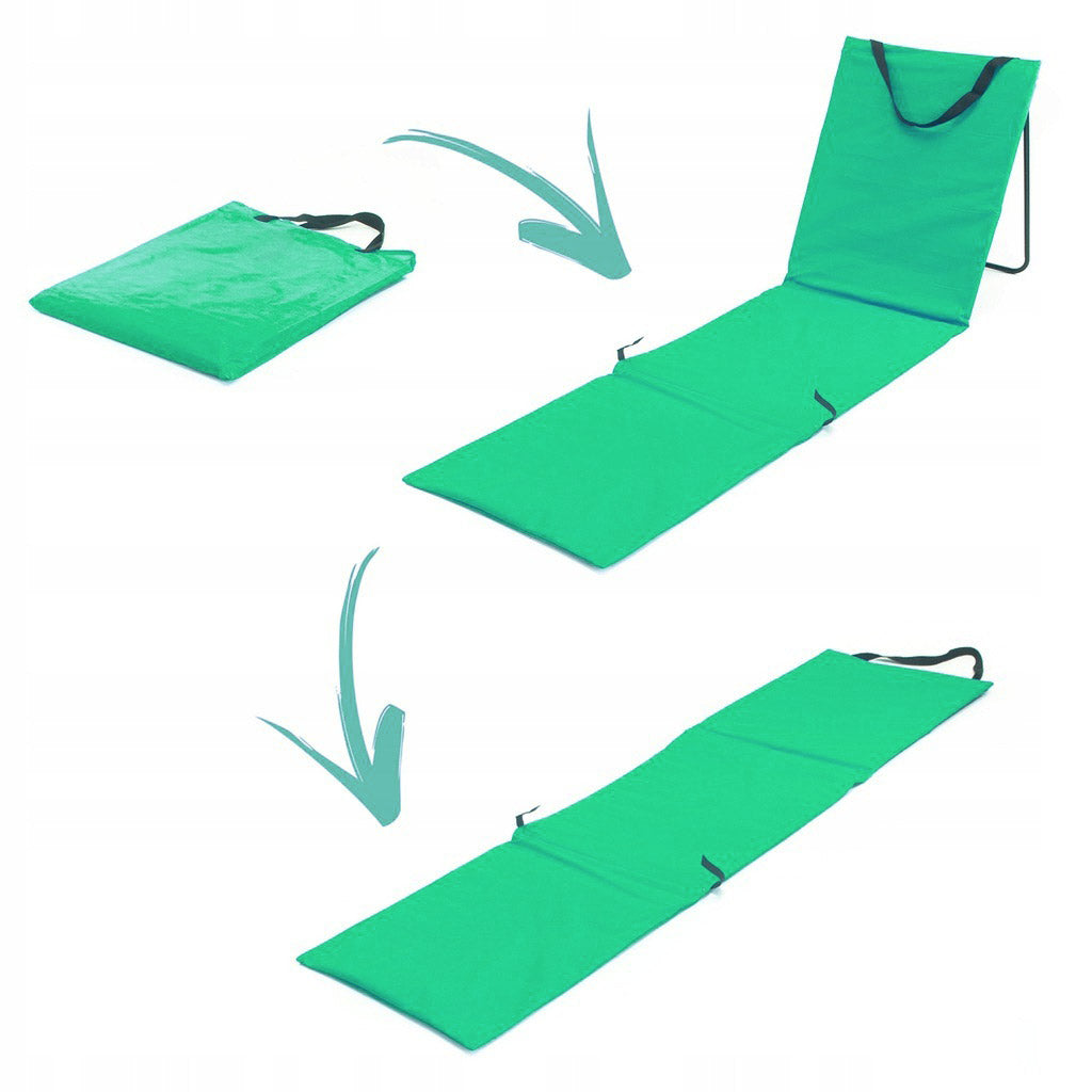 Sezlong de plaja pliabil, spatar cu cadru metalic, reglabil, 150x47x48 cm, verde