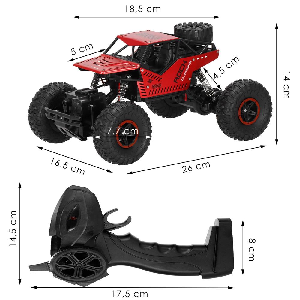 Masina Monster Truck Off-Road, 4x4, telecomanda, 26x14x17cm, rosu si negru