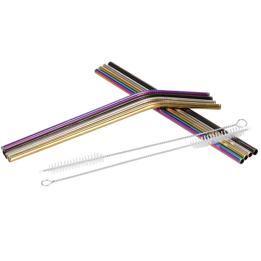 Set 8 paie metalice multicolor, reutilizabile, cu husa depozitare si perii curatat, 215x6 mm