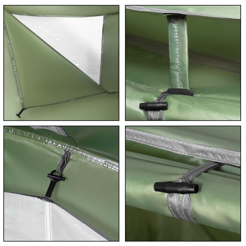 Cort camping, impemeabil, 2 camere + hol, 4 locuri, 460x200x245cm, verde - 21