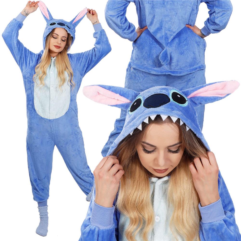 Pijama tip salopeta pentru adulti, model Stitch, marime S
