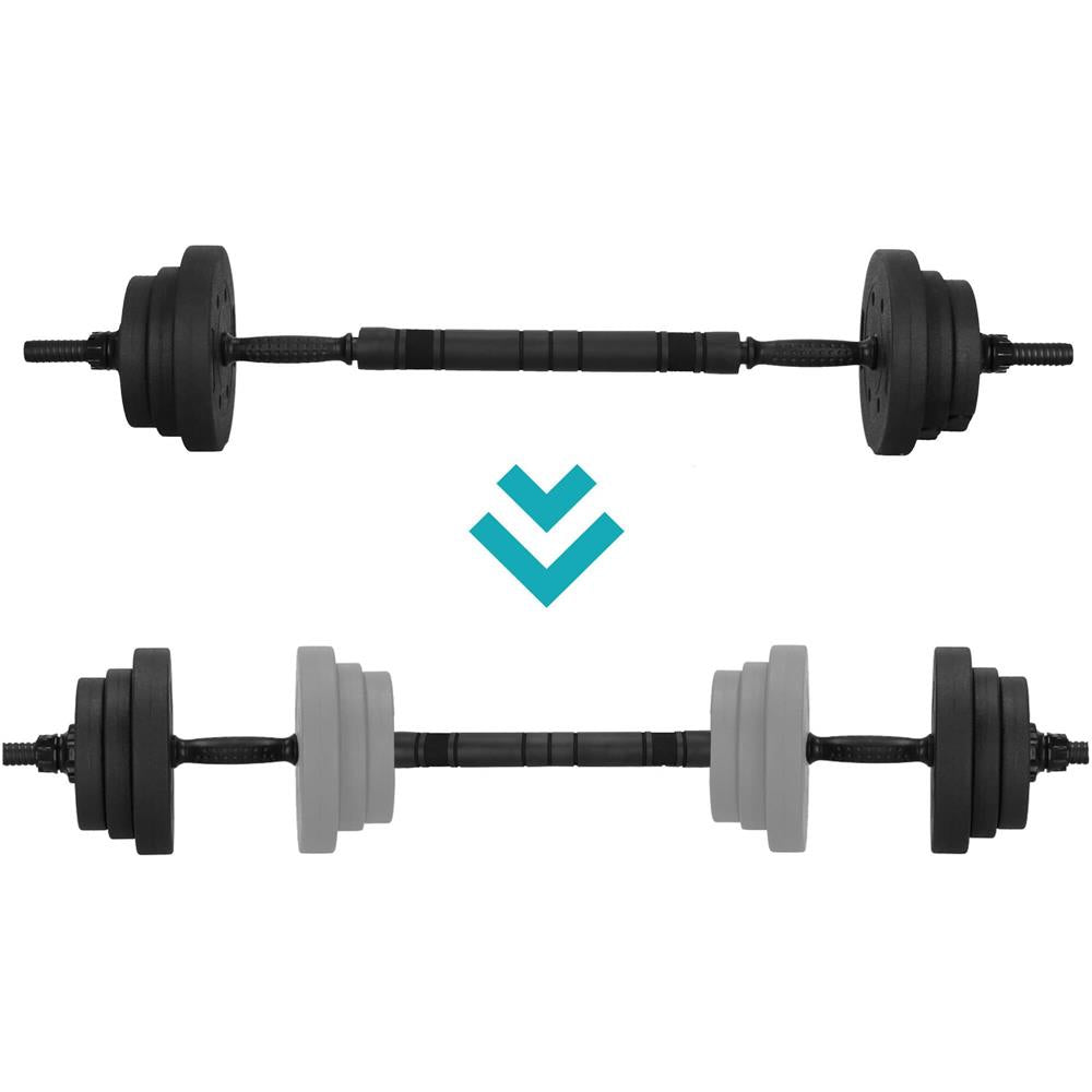 Set de greutati multifunctionale transformabil in gantere, kettlebell, haltera, total 29 kg