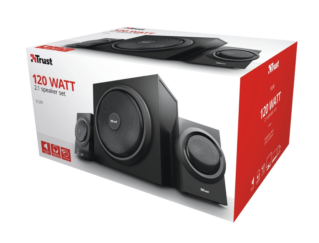 BOXE TRUST, "Yuri " 2.1, RMS: 60 W (2x 15W, 1 x 30W) negru, "TR-23696"