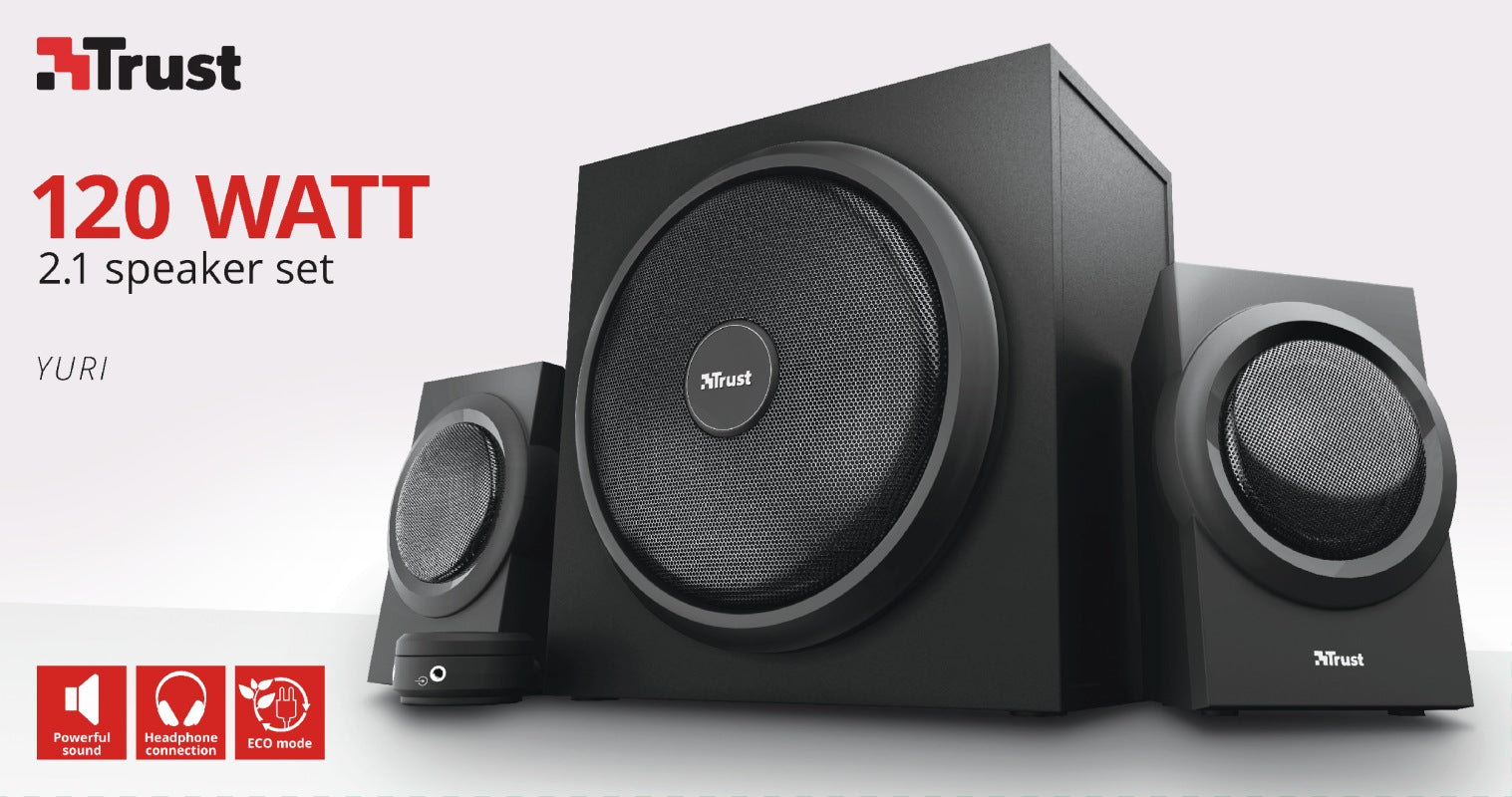 BOXE TRUST, "Yuri " 2.1, RMS: 60 W (2x 15W, 1 x 30W) negru, "TR-23696"