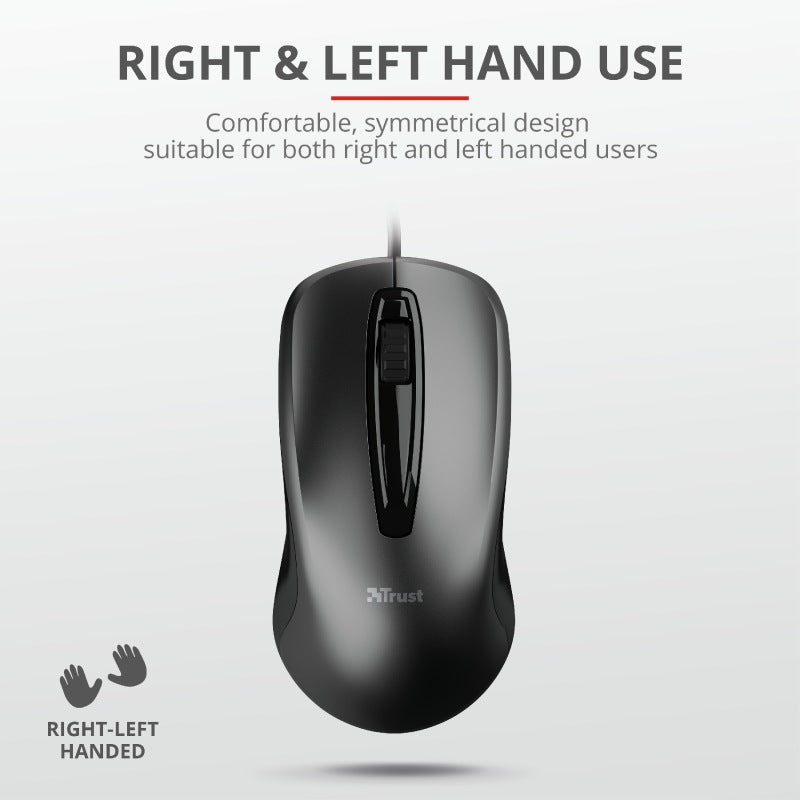 MOUSE TRUST, "Carve", PC sau NB, cu fir, USB, optic, 1200 dpi, butoane/scroll 3/1, , negru, "TR-23733"