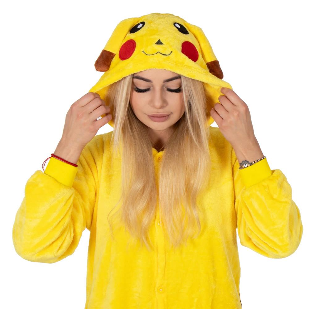 Pijama tip salopeta pentru adulti, model Pikachu, marime M