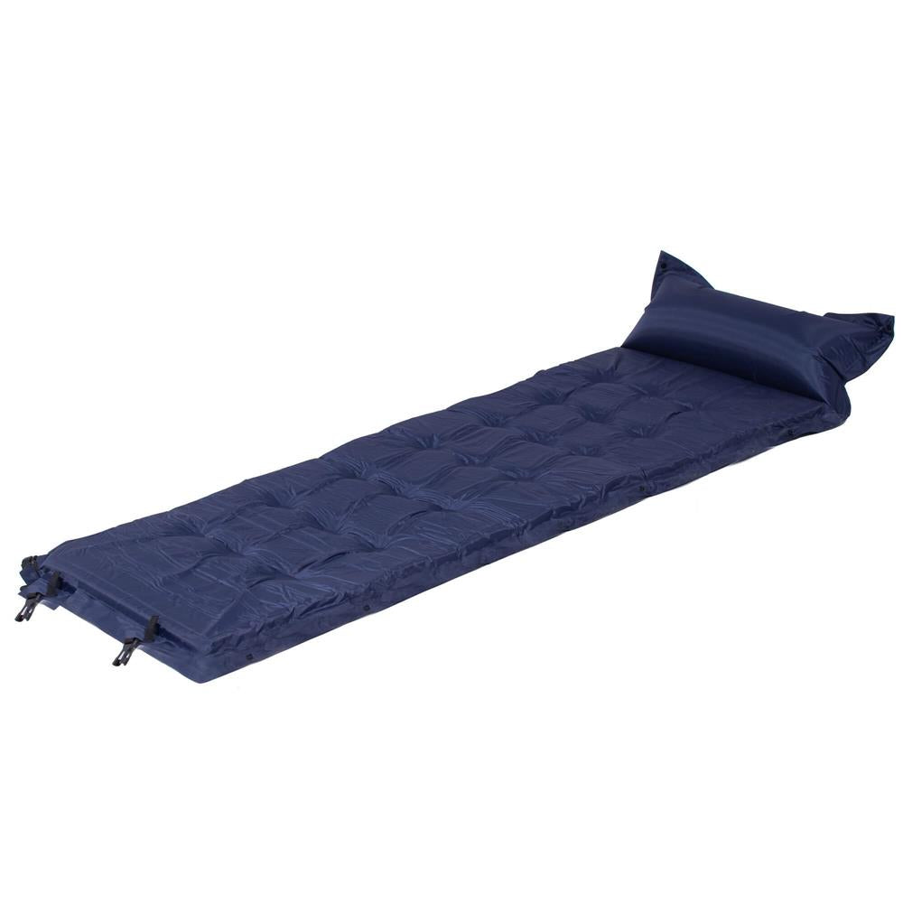 Saltea plabila cu perna din spuma poliuretanica, cu autoumflare, 193x68x3.5cm, bleumarin