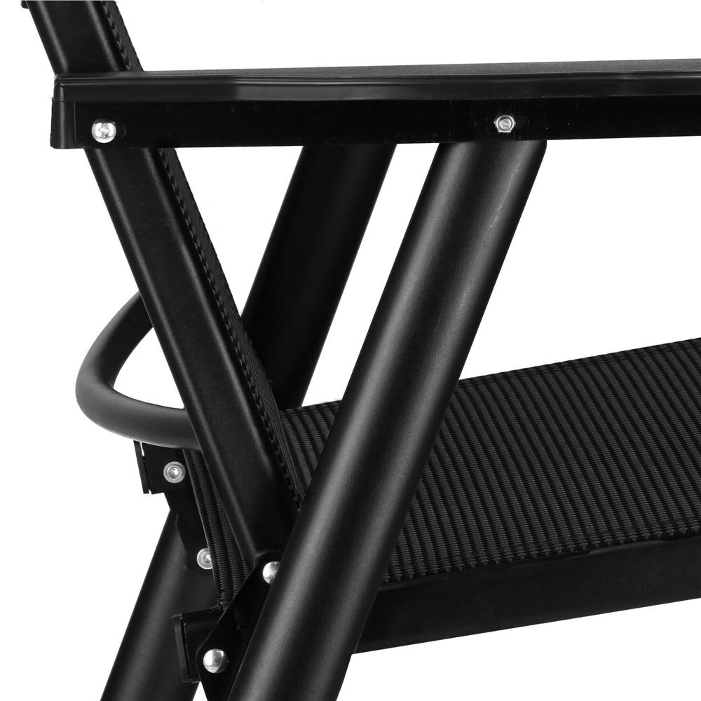 Scaun de gradina metalic, pliabil, 95x57x66cm, maxim 150kg, negru