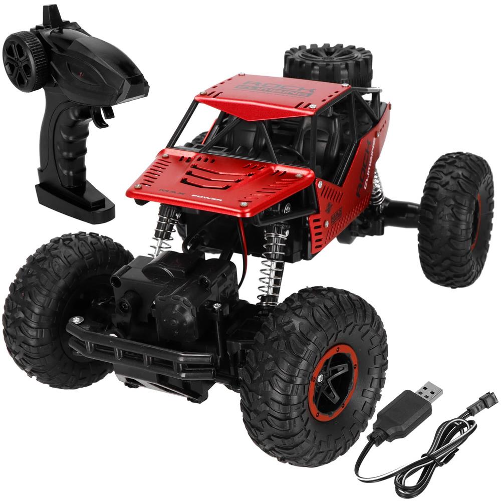 Masina Monster Truck Off-Road, 4x4, telecomanda, 26x14x17cm, rosu si negru