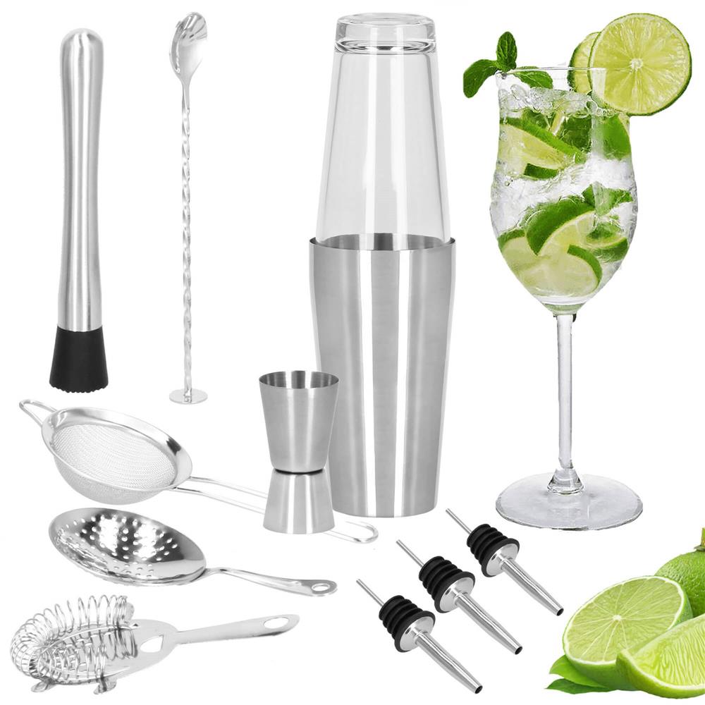 Set Cocktail Shaker Kit pentru barmani 700ml, KI19, 14 piese