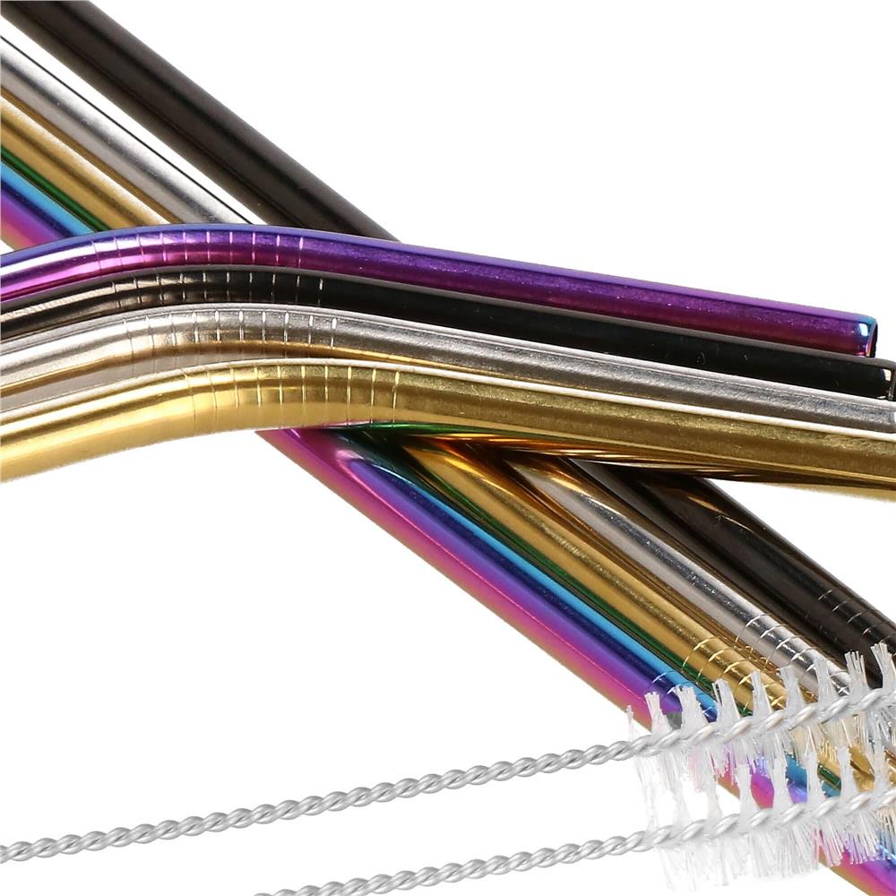 Set 8 paie metalice multicolor, reutilizabile, cu husa depozitare si perii curatat, 215x6 mm