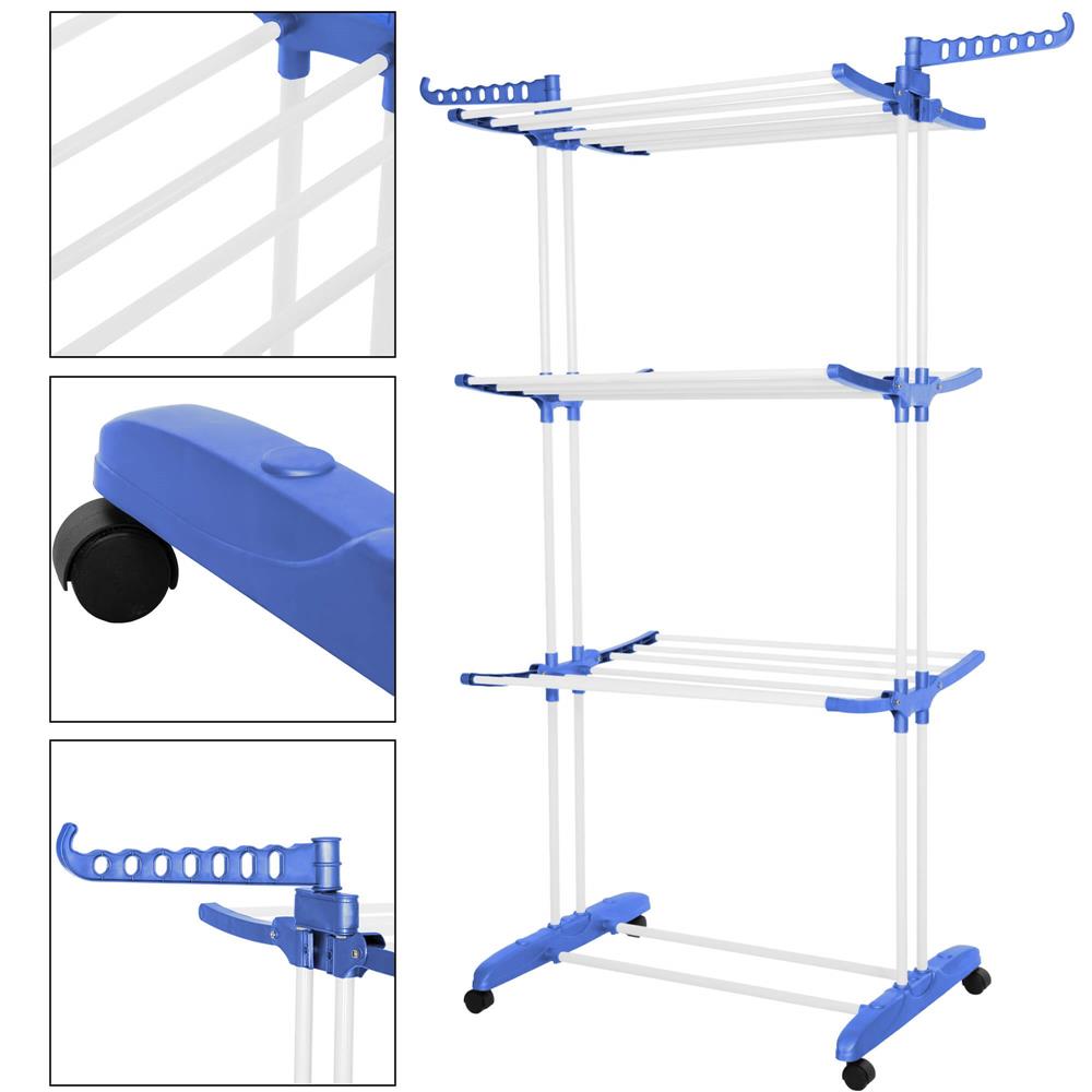 Uscator vertical pentru rufe, mobil si pliabil, cu doua umerase, 75x57x170cm, sarcina 15kg