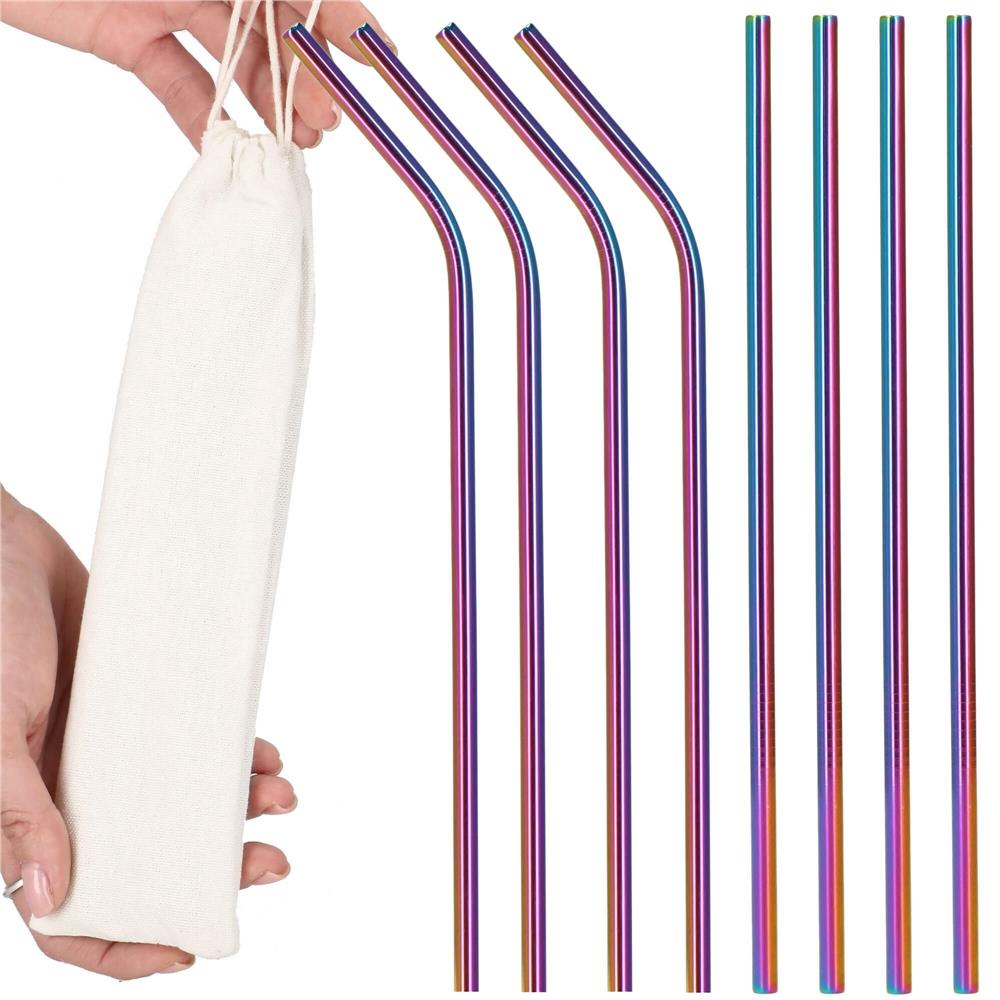 Set 8 paie metalice multicolor (holo), reutilizabile, cu husa depozitare si perii curatat, 215x6 mm