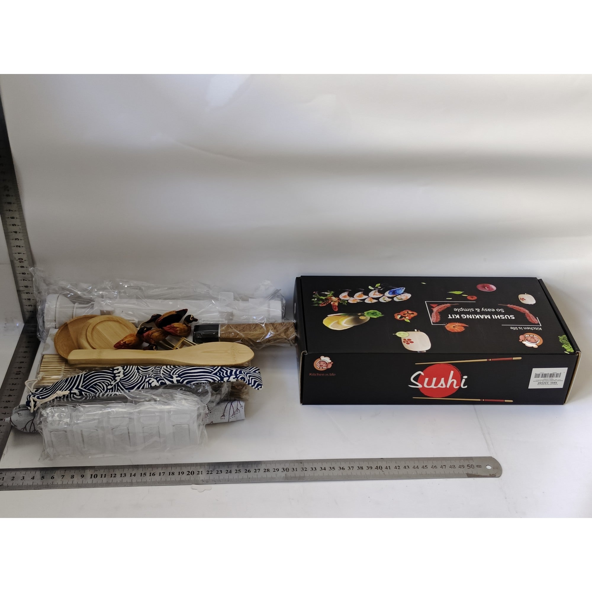 Set Ustensile pentru Sushi, Set din 24 Accesorii pentru Sushi, Set pentru Sushi HOME MADE, Cutit Inclus, Forme, Betisoare, Multicolor