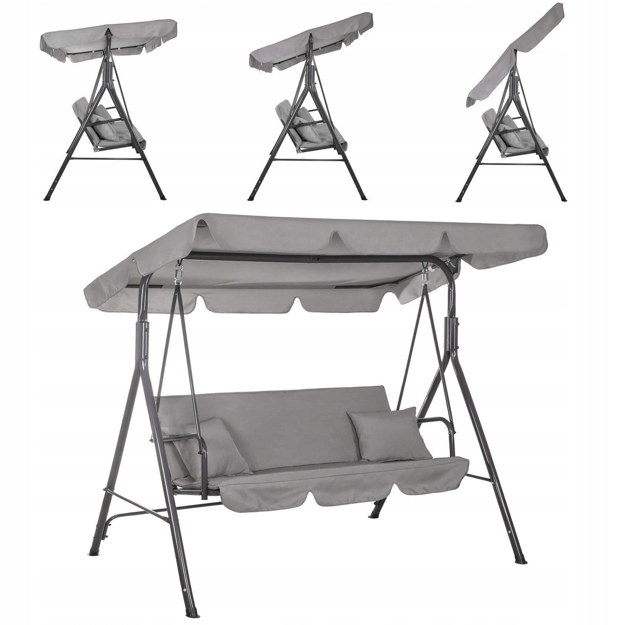 Leagan Balansoar Sersimo Luna GS13S cu Pernite pentru Terasa sau Gradina, 3 locuri, 220kg, gri