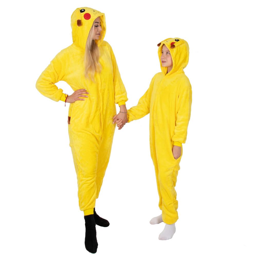 Pijama tip salopeta pentru copii, model Pikachu, marime 120-130 cm