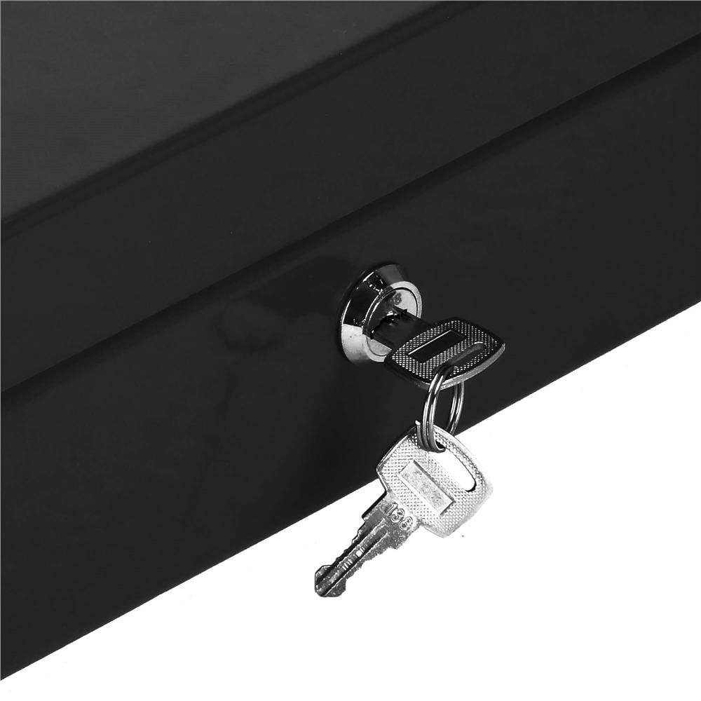 Caseta pentru bani tip cutie de valori, compartimentanta, cu cheie, metal, 25x20x9cm, negru