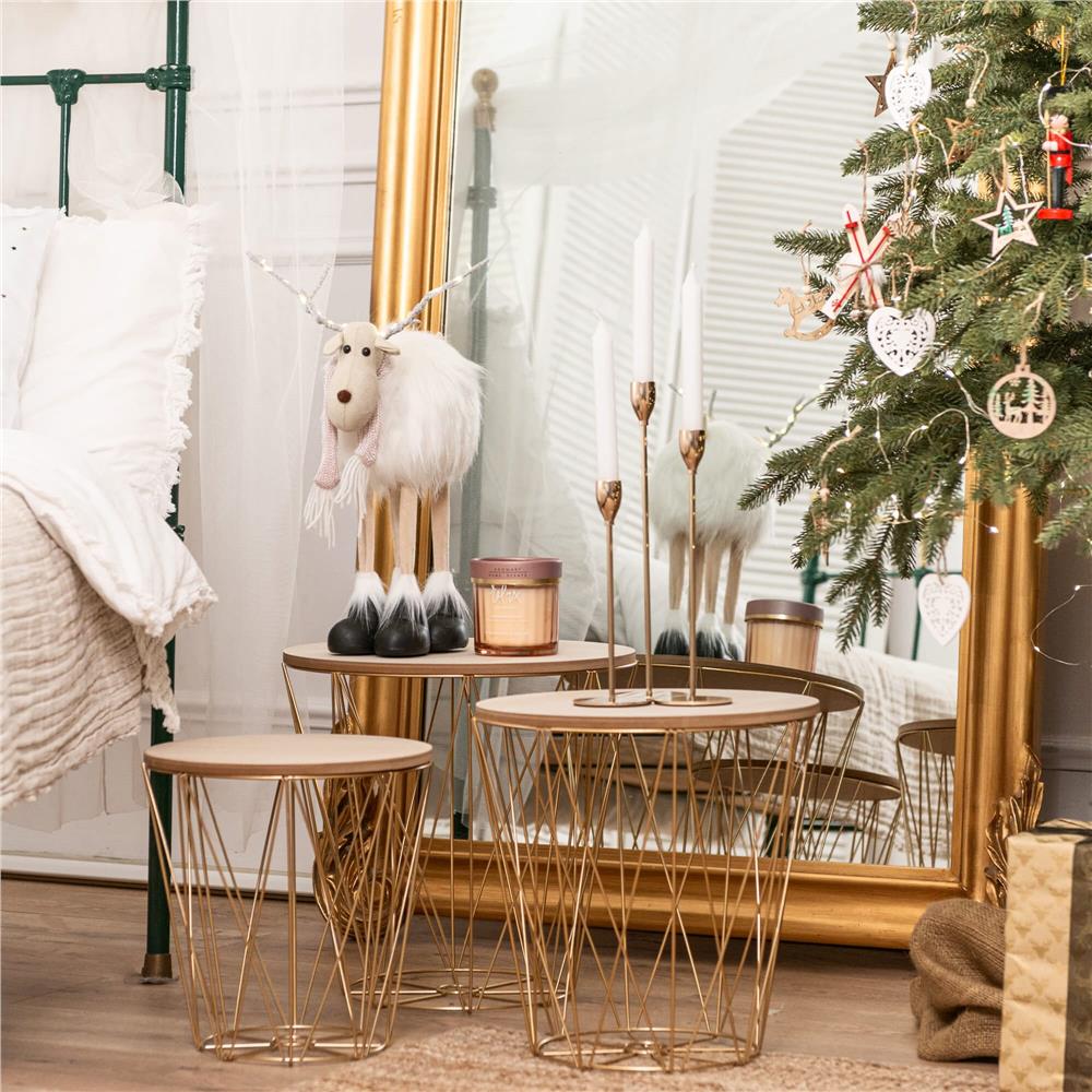 Figurina Craciun, Ren alb cu fular, inaltime 48cm