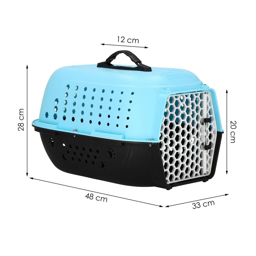 Cusca transport animale, 48x33x28 cm, maxim 7kg, negru albastru