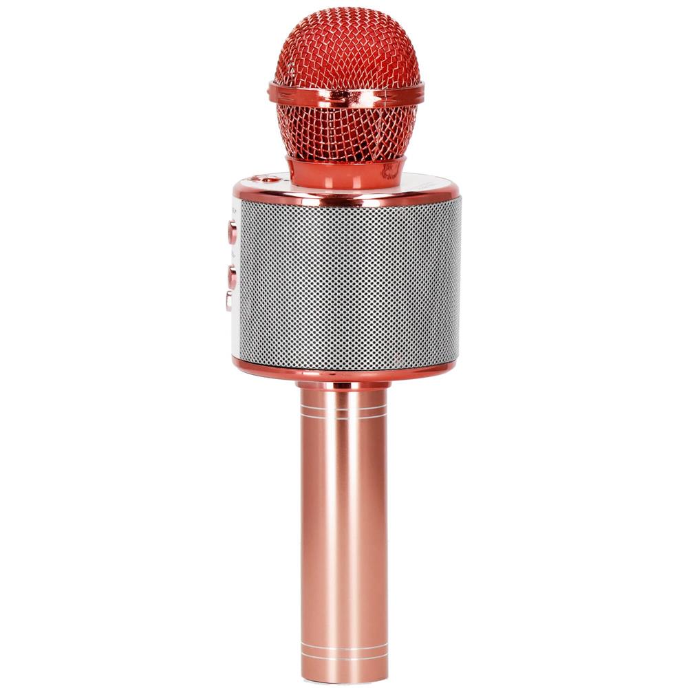 Microfon karaoke copii, wireless, cu acumulator, compatibil iOS si Android, functie de schimbare a vocii, roz