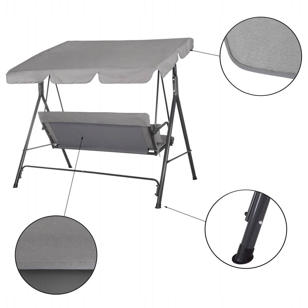 Leagan Balansoar Sersimo Luna GS13S cu Pernite pentru Terasa sau Gradina, 3 locuri, 220kg, gri