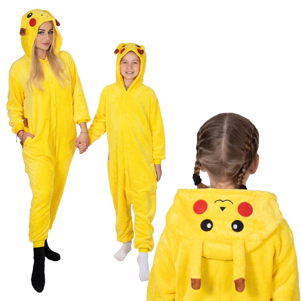 Pijama tip salopeta pentru copii, model Pikachu, marime 120-130 cm