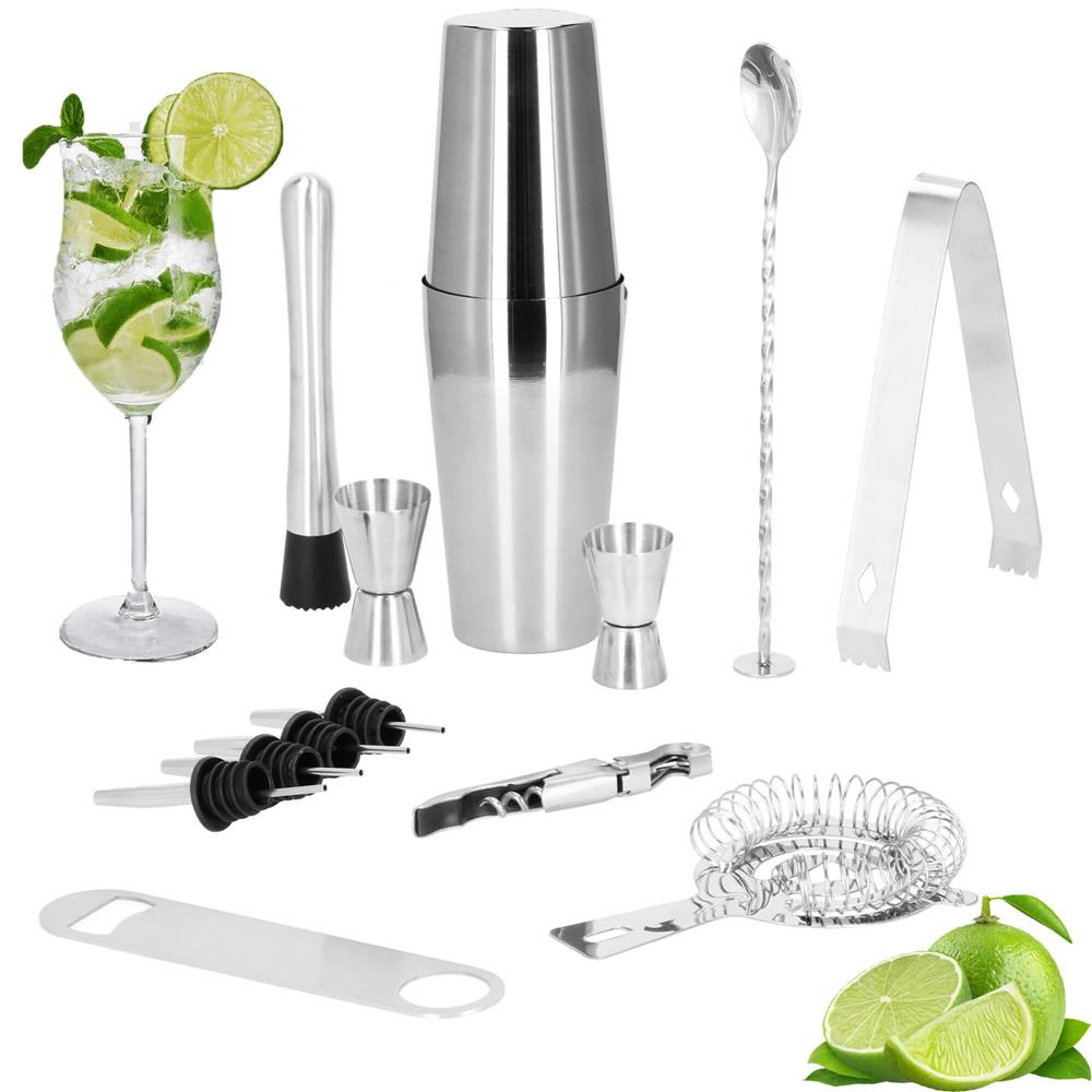 Set Cocktail Shaker Kit pentru barmani 750ml, KI16, 14 piese