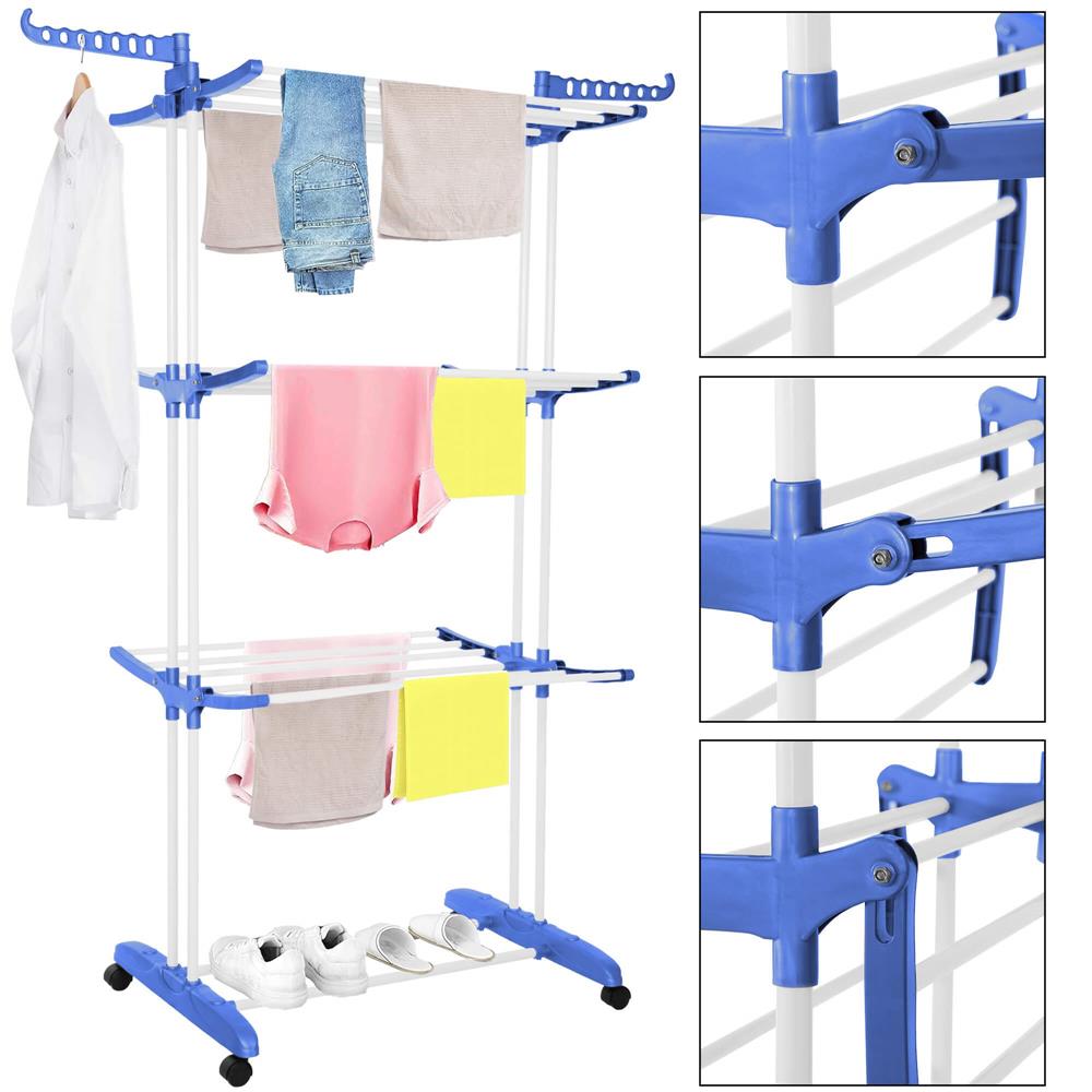 Uscator vertical pentru rufe, mobil si pliabil, cu doua umerase, 75x57x170cm, sarcina 15kg