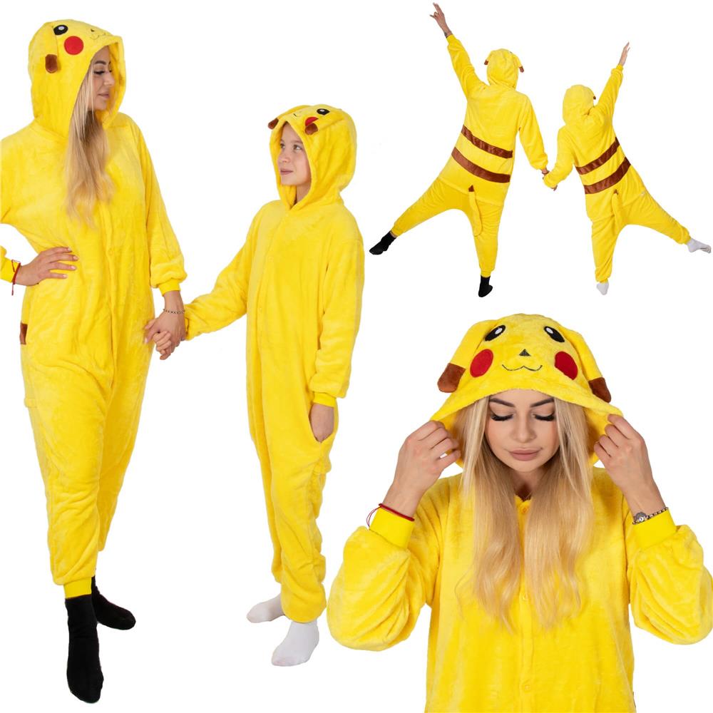 Pijama tip salopeta pentru adulti, model Pikachu, marime M