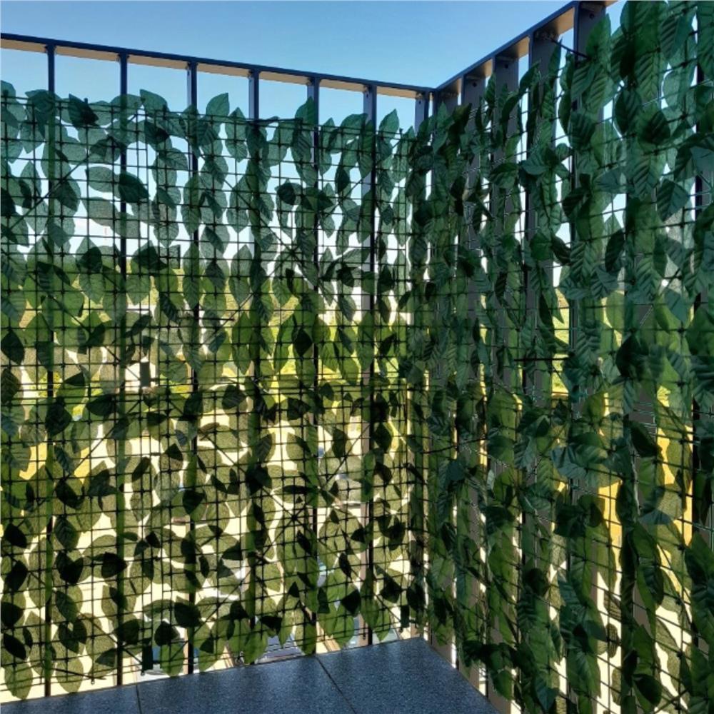 Panou paravan cu frunze artificiale pentru gard sau balcon, 100x300cm, verde inchis