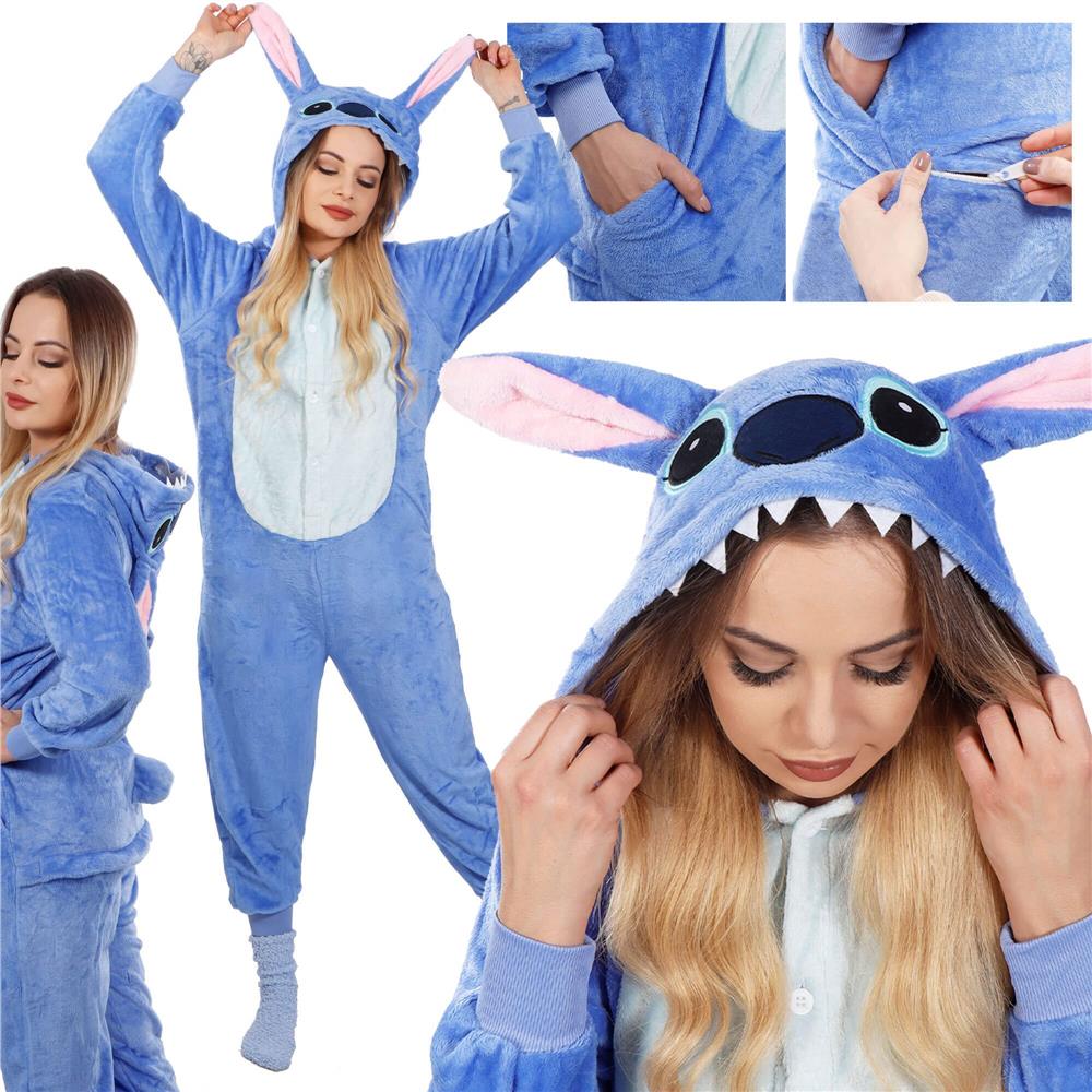 Pijama tip salopeta pentru adulti, model Stitch, marime S
