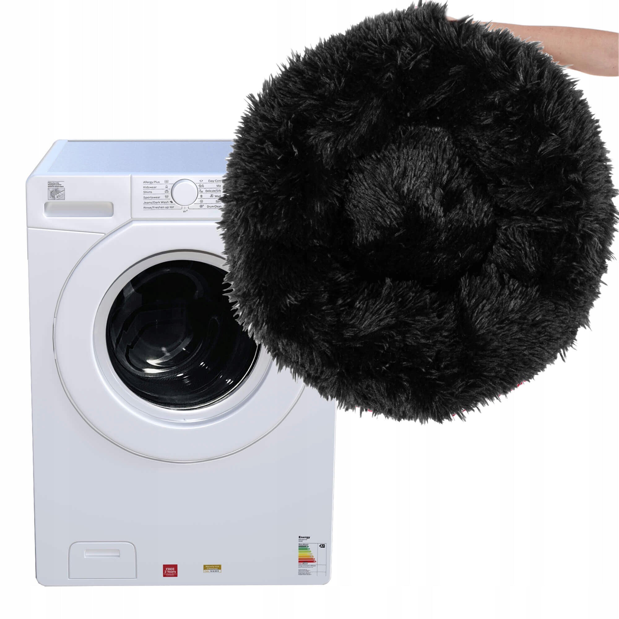 Pat Sersimo pentru caini si pisici, cu husa detasabila, negru, diametru 90cm