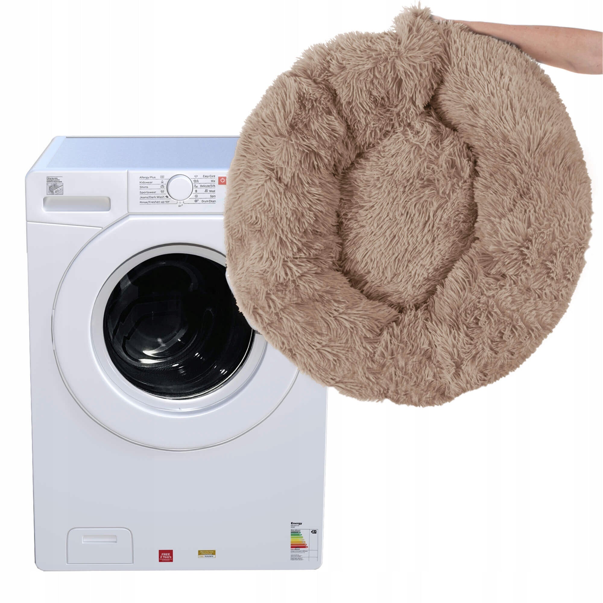 Pat Sersimo pentru caini si pisici, cu husa detasabila, maro deschis, diametru 80cm