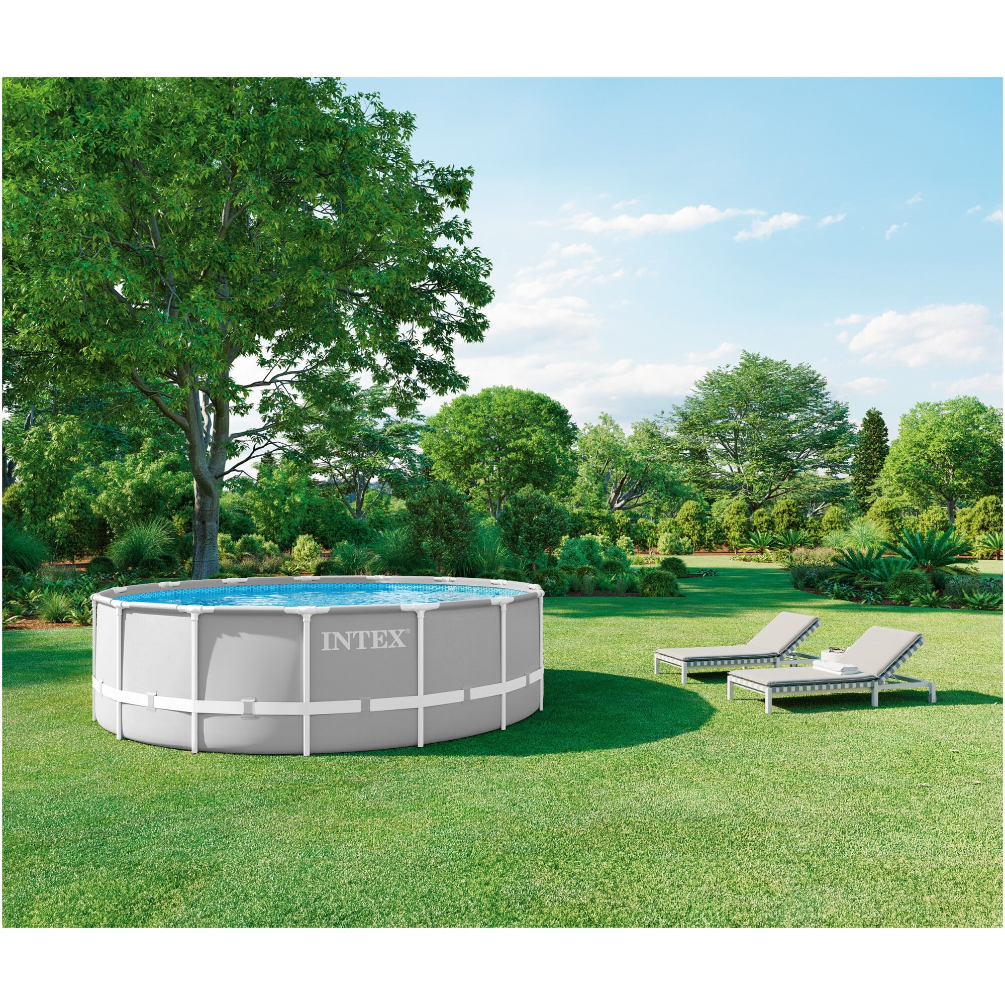 Piscina cadru metalic Prism Frame Premium Intex 26726NP, 457x122 cm, cu toate accesoriile