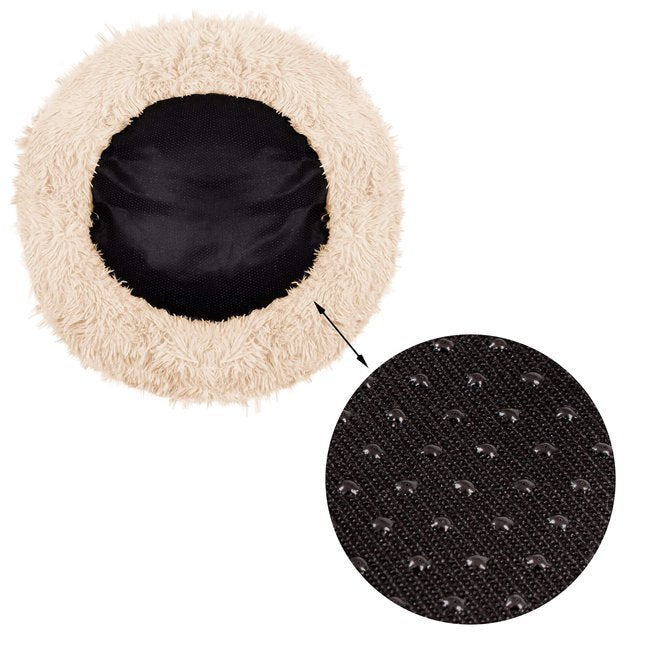 Pat pentru caini si pisici, cu husa detasabila, crem, diametru 80cm
