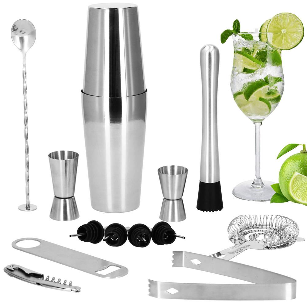 Set Cocktail Shaker Kit pentru barmani 750ml, KI16, 14 piese