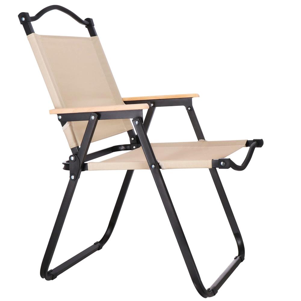 Scaun metalic plabil pentru gradina, camping sau plaja, 78x53x60cm, bej