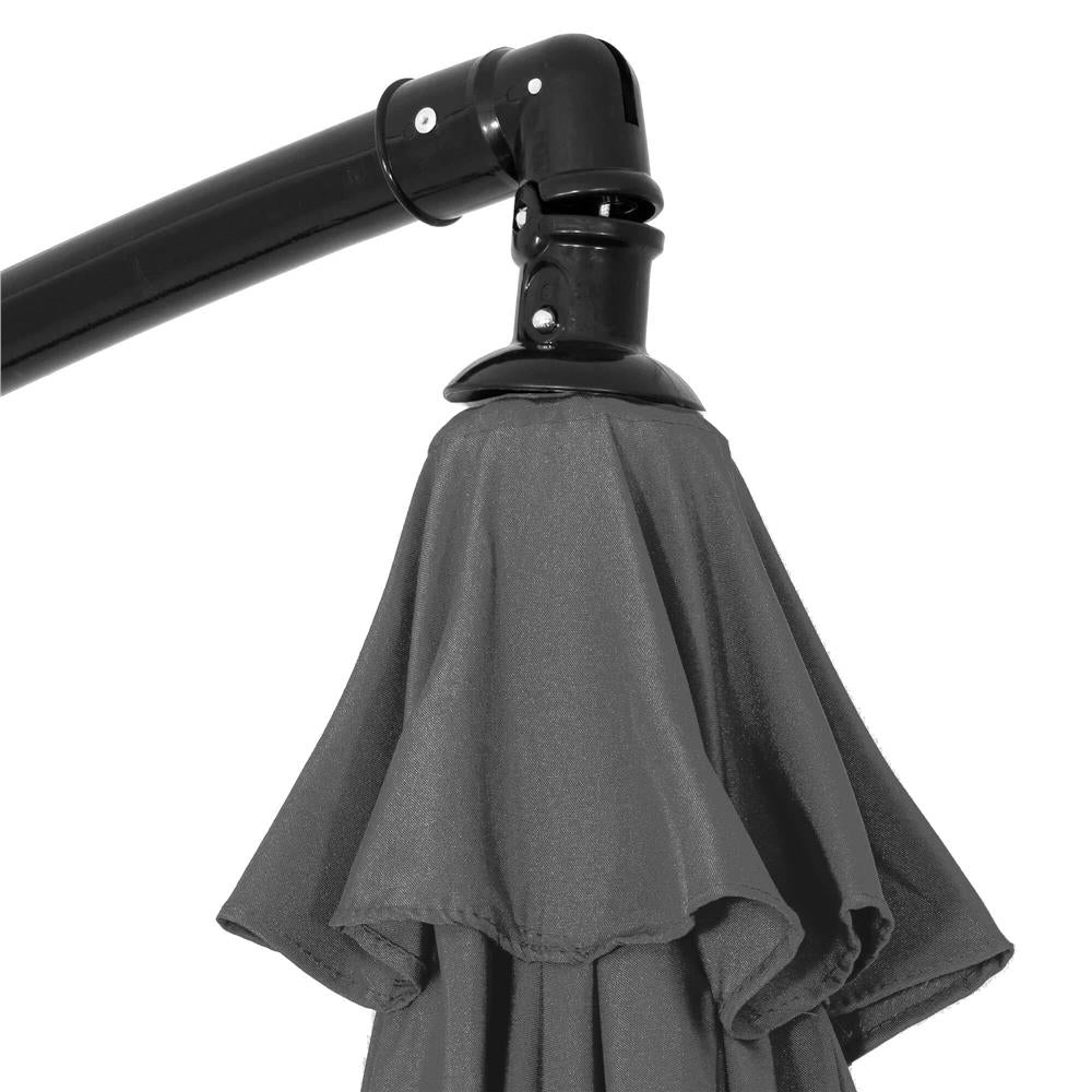 Umbrela de gradina cu brat lateral banana, cu husa, 300cm, gri