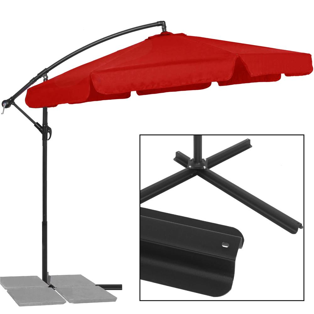 Umbrela de gradina cu brat lateral banana, cu husa, 300cm, rosu