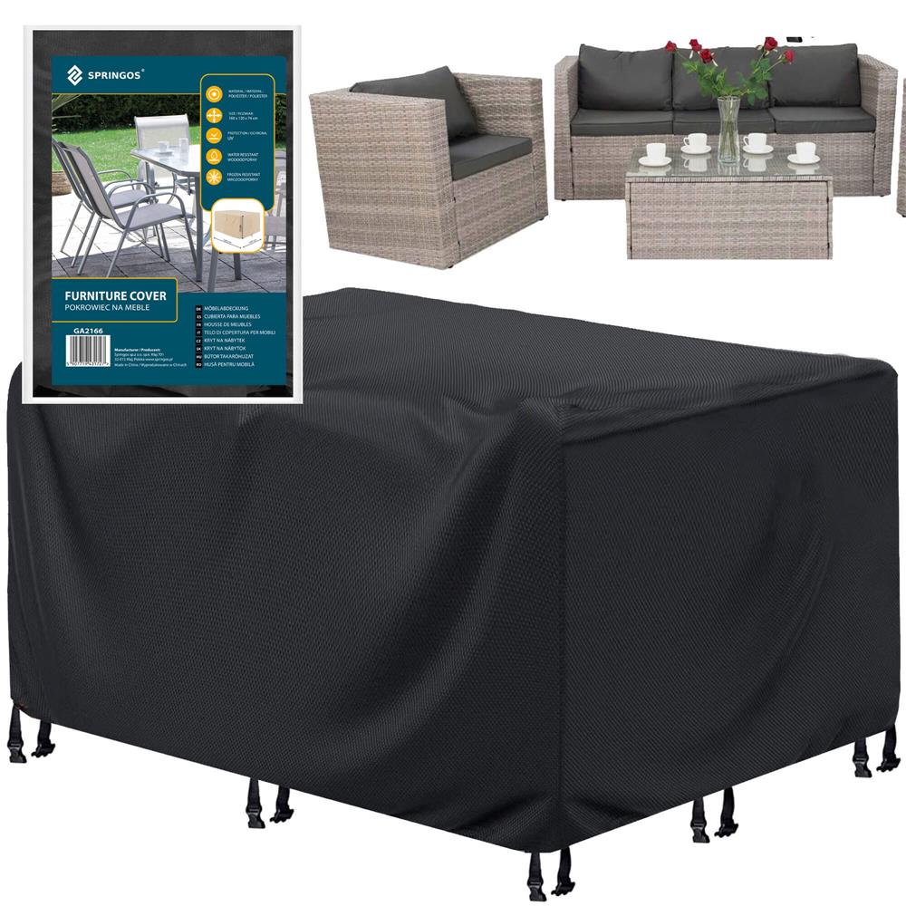 Husa mobilier gradina, impermeabila, cu protectie UV, 180x120x74cm, negru