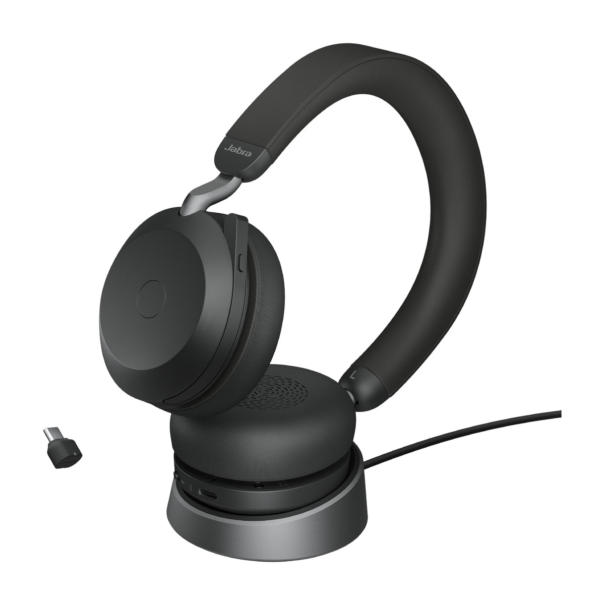 JABRA Evolve2 75 Headset on-ear Bluetooth wireless active noise cancelling USB-C noise isolating Negru Optimised for UC 