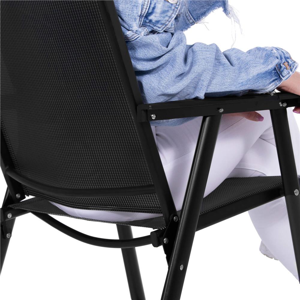 Scaun de gradina metalic, pliabil, 95x57x66cm, maxim 150kg, negru