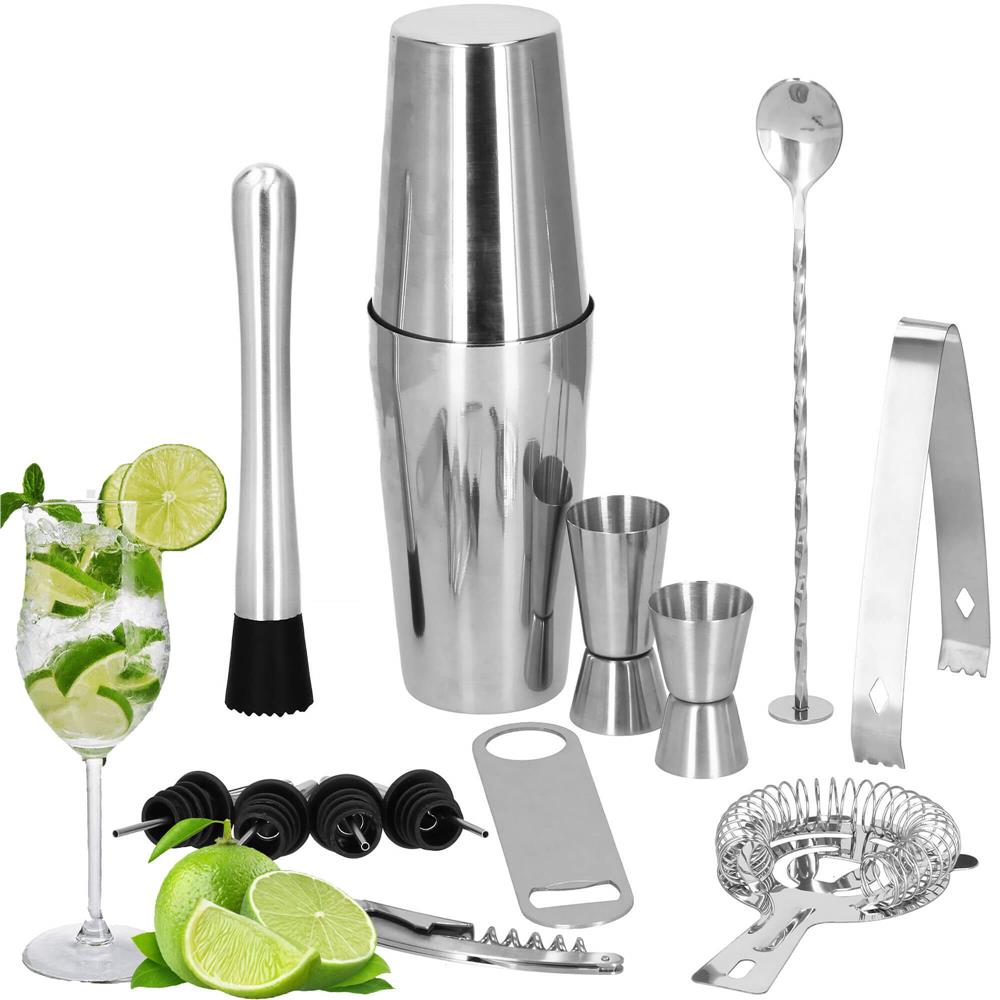 Set Cocktail Shaker Kit pentru barmani 750ml, KI16, 14 piese