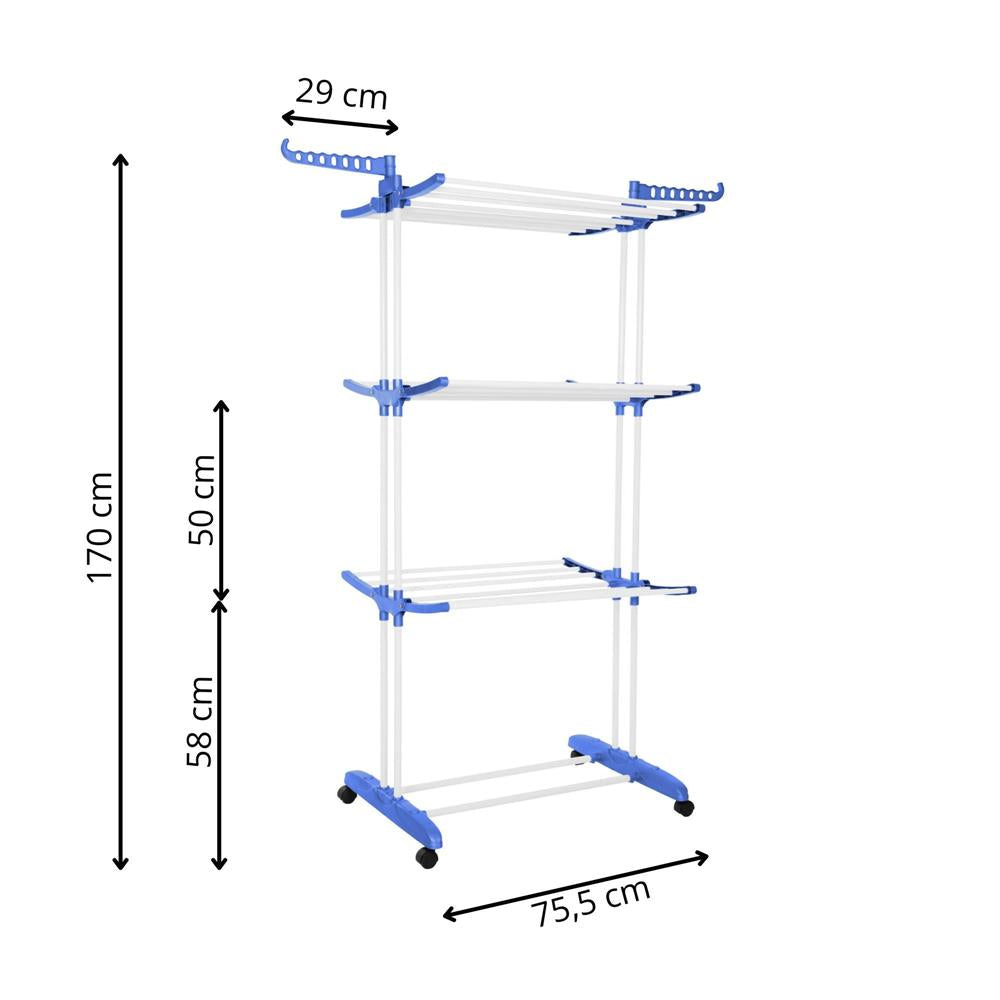 Uscator vertical pentru rufe, mobil si pliabil, cu doua umerase, 75x57x170cm, sarcina 15kg